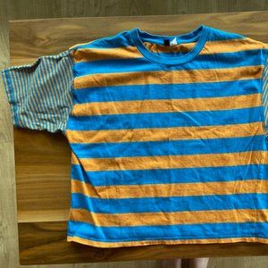 H&M Blue and Orange Striped Boxy Tee